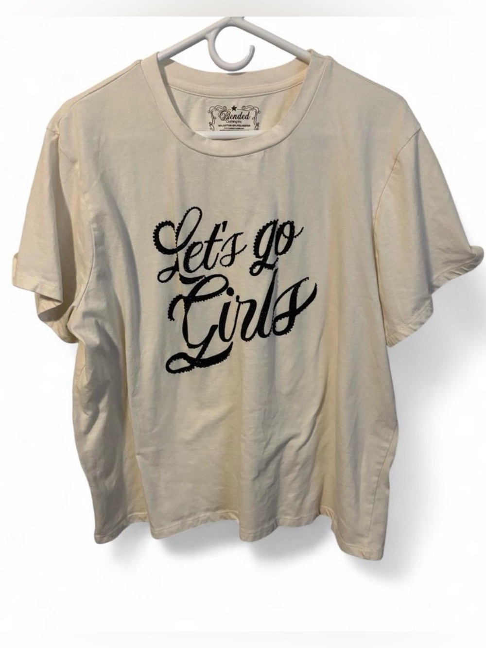 Blended Clothing Cream Let's Go Girls Script Graphic Tee XL